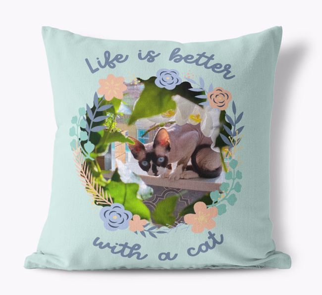 Life is Better With a Cat: {breedCommonName} Photo Upload Pillow