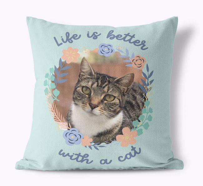 Life is Better With a Cat: {breedCommonName} Photo Upload Cushion