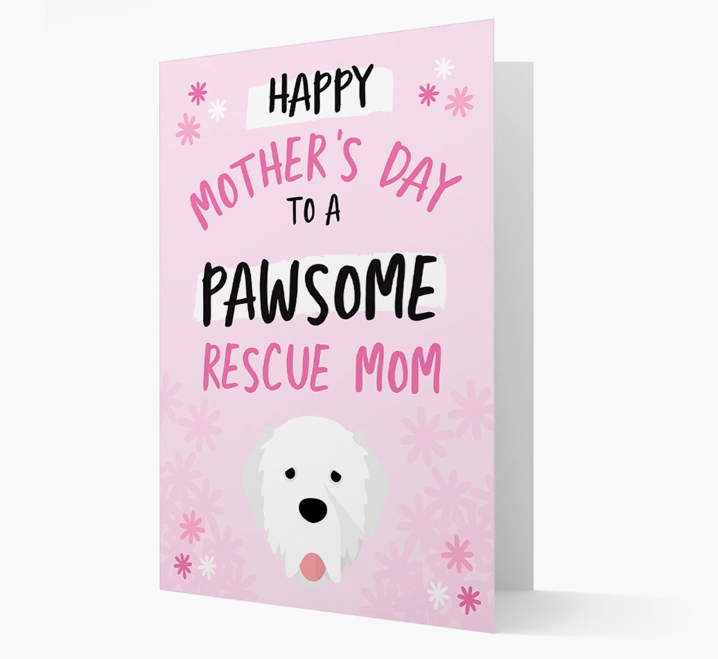 'Pawsome Rescue Mom' - Personalized {breedFullName} Card