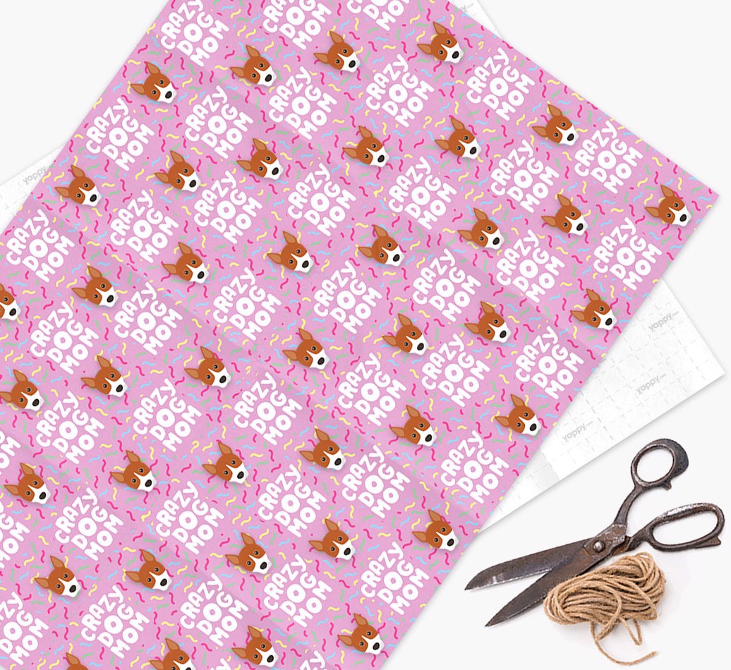 'Crazy Dog Mom' - Personalized {breedFullName} Wrapping Paper