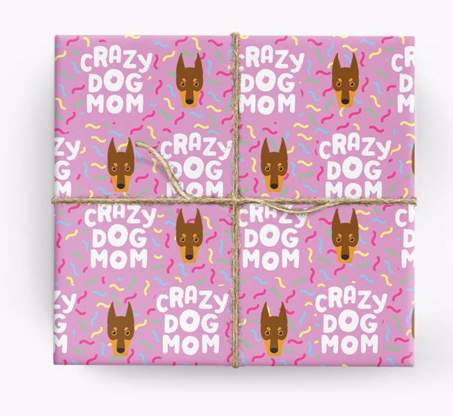 'Crazy Dog Mom' - Personalized {breedFullName} Wrapping Paper