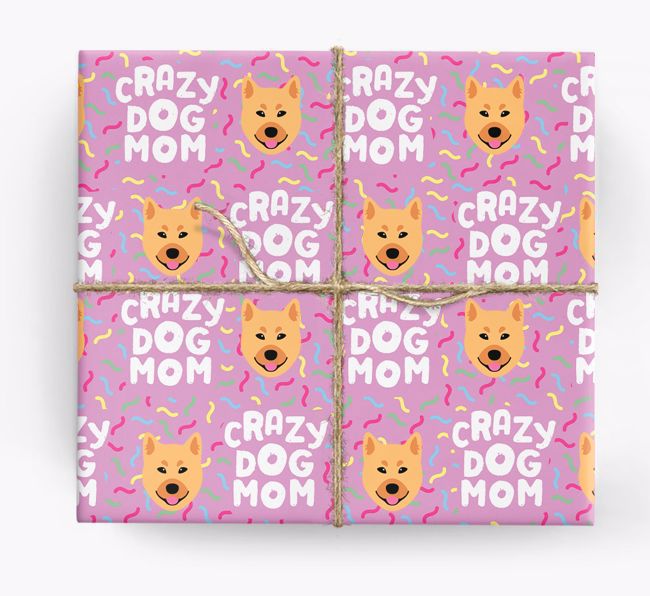 'Crazy Dog Mom' - Personalized {breedFullName} Wrapping Paper