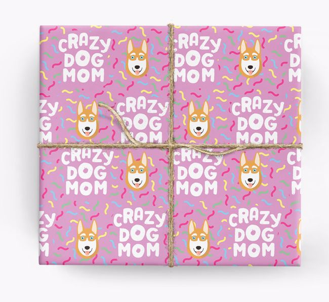 'Crazy Dog Mom' - Personalized {breedFullName} Wrapping Paper