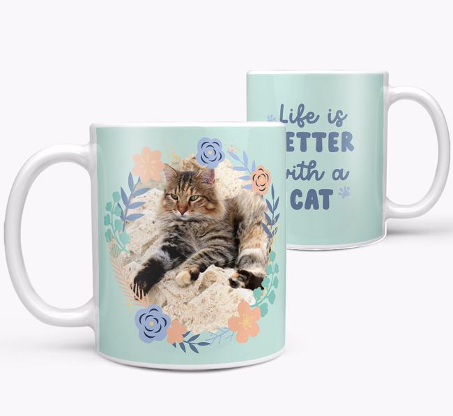 'Life is Better With a Cat' - Photo Upload {breedCommonName} Mug
