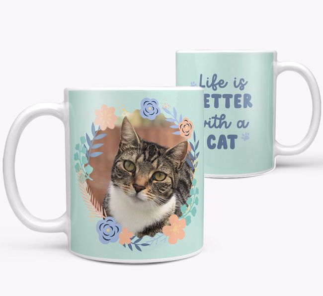 'Life is Better With a Cat' - Photo Upload {breedCommonName} Mug