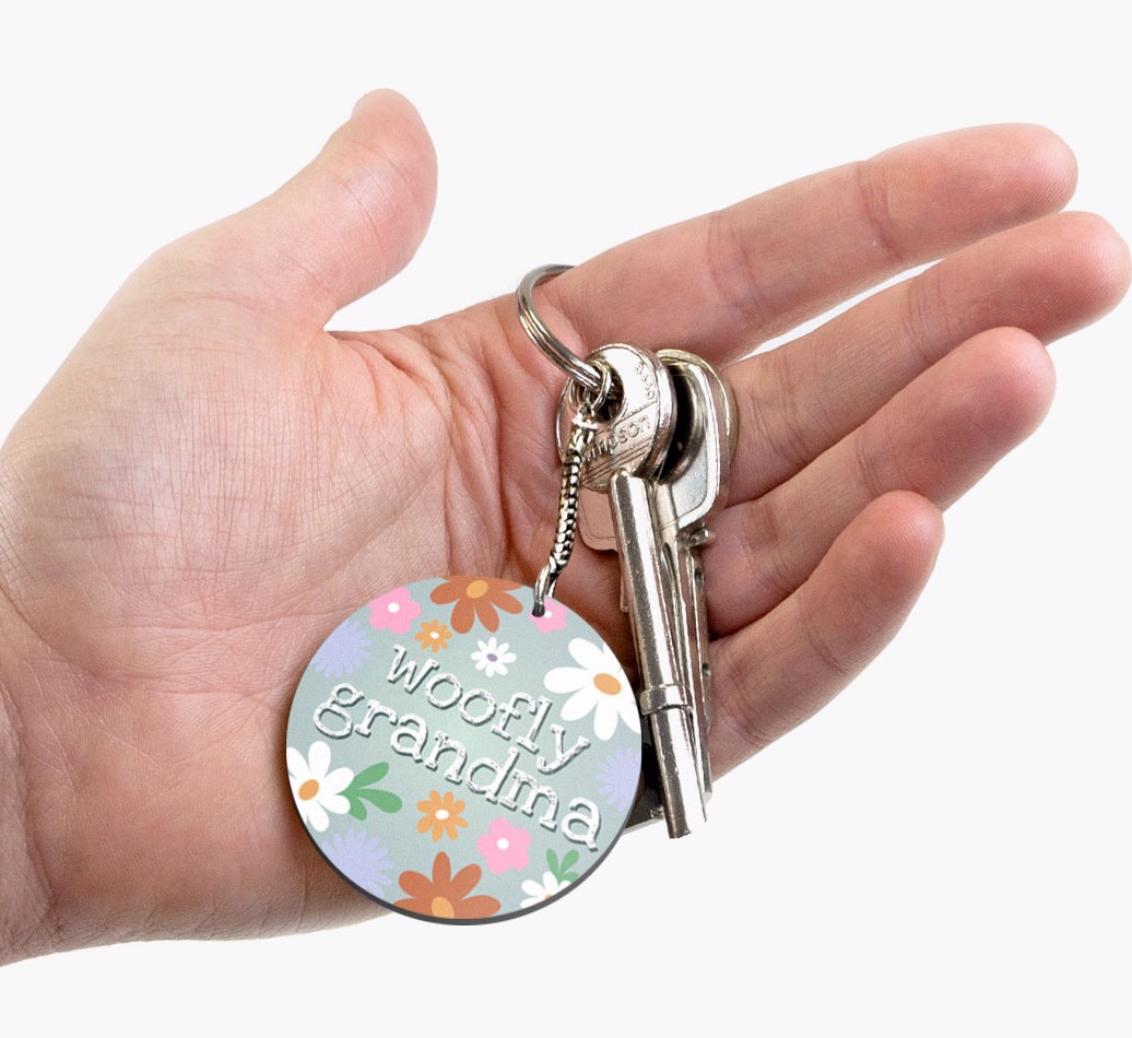 'Woofly Grandma' - Personalized Double-Sided Keyring