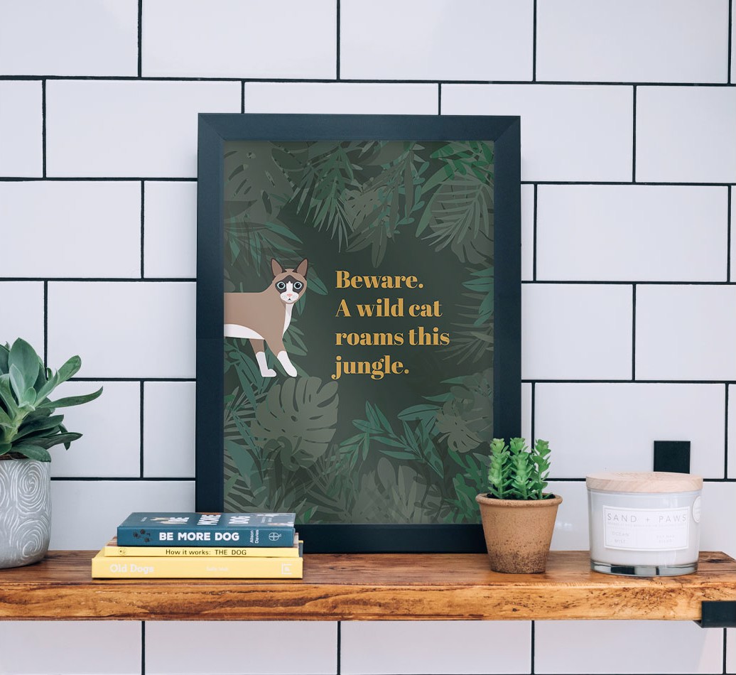 'Wild Cat' - Personalised {breedCommonName} Framed Print - black frame lifestyle