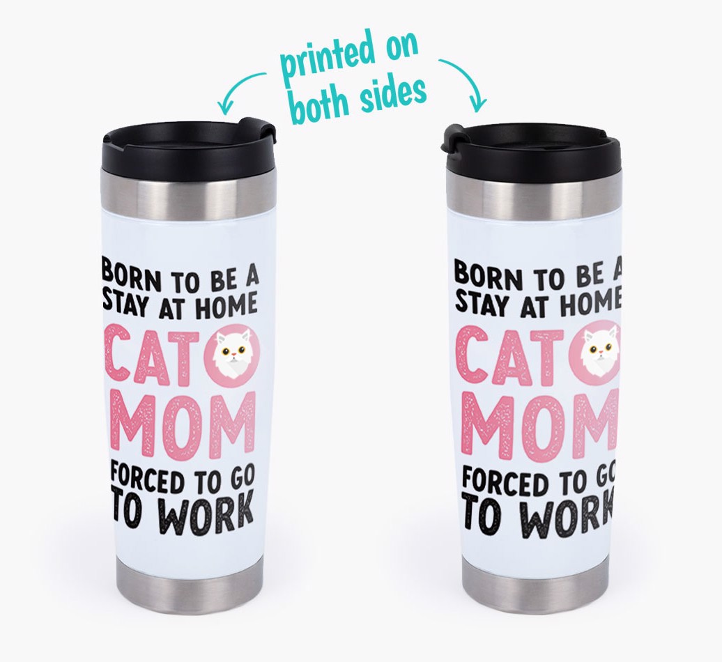 'Stay At Home Cat Mom' - Personalized {breedCommonName} Travel Mug