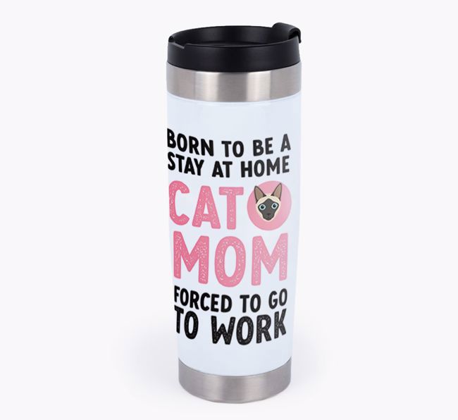 'Stay at Home Cat Mom' - Personalized {breedCommonName} Travel Mug