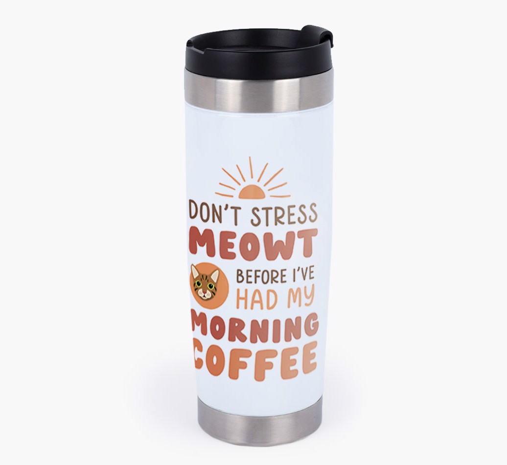 'Don't Stress Meowt' - Personalized {breedCommonName} Travel Mug