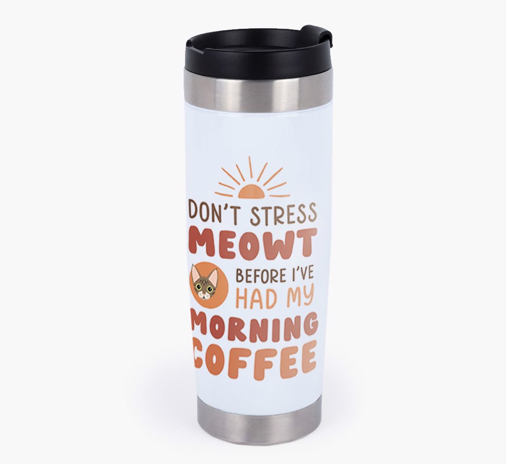 'Don't Stress Meowt' - Personalized {breedCommonName} Travel Mug