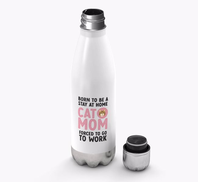 'Stay At Home Cat Mom' - Personalized {breedCommonName} Water Bottle