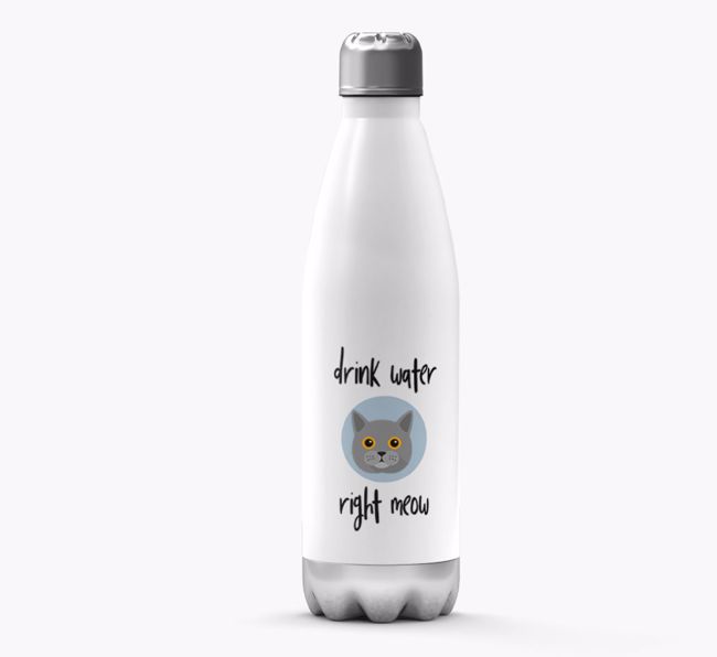 'Drink Water Meow' - Personalized {breedFullName} Water Bottle
