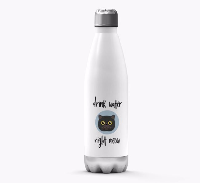 'Drink Water Meow' - Personalized {breedFullName} Water Bottle