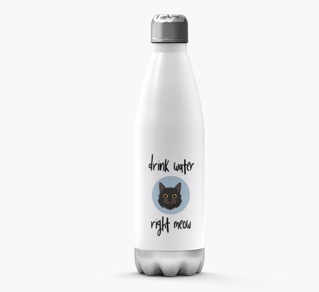 'Drink Water Meow' - Personalized {breedFullName} Water Bottle