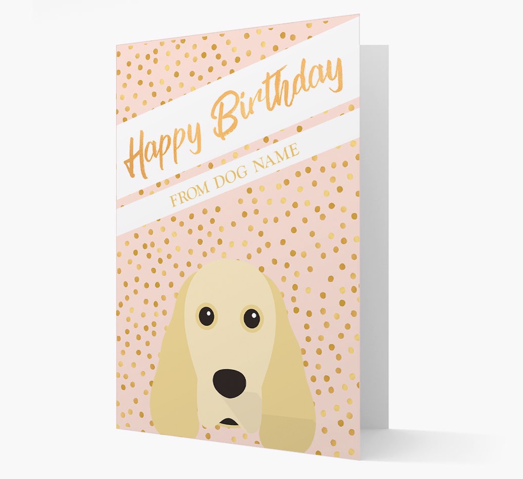 Personalized Happy Birthday Gold Detail Card with {breedFullName} Yappicon Front