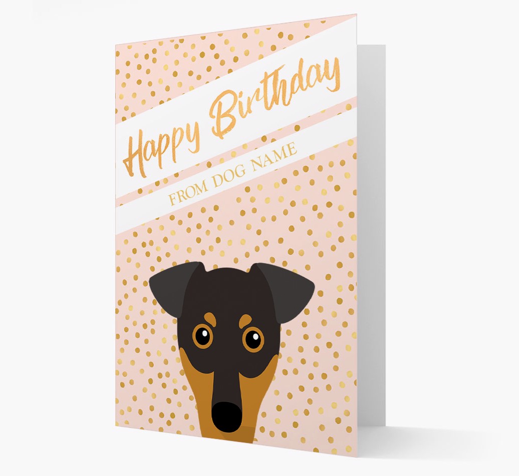 Personalized Happy Birthday Gold Detail Card with {breedFullName} Yappicon Front