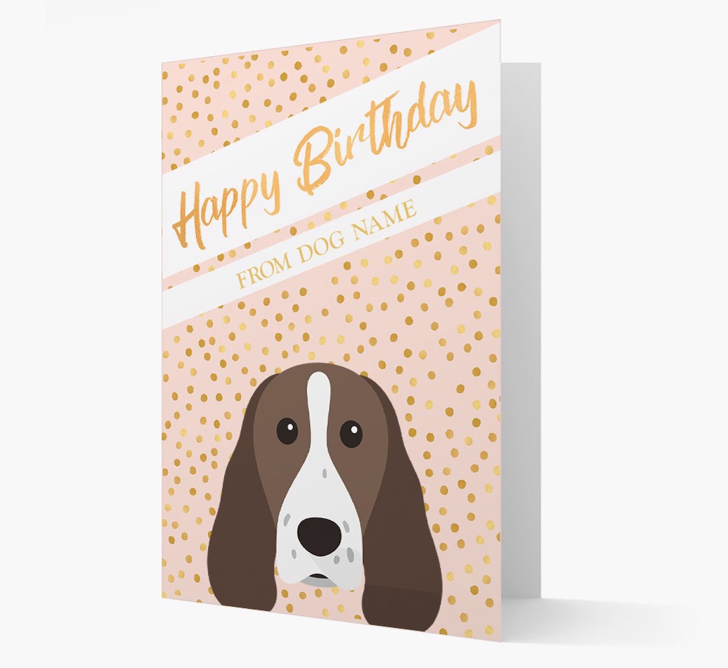 Personalized Happy Birthday Gold Detail Card with {breedFullName} Yappicon Front