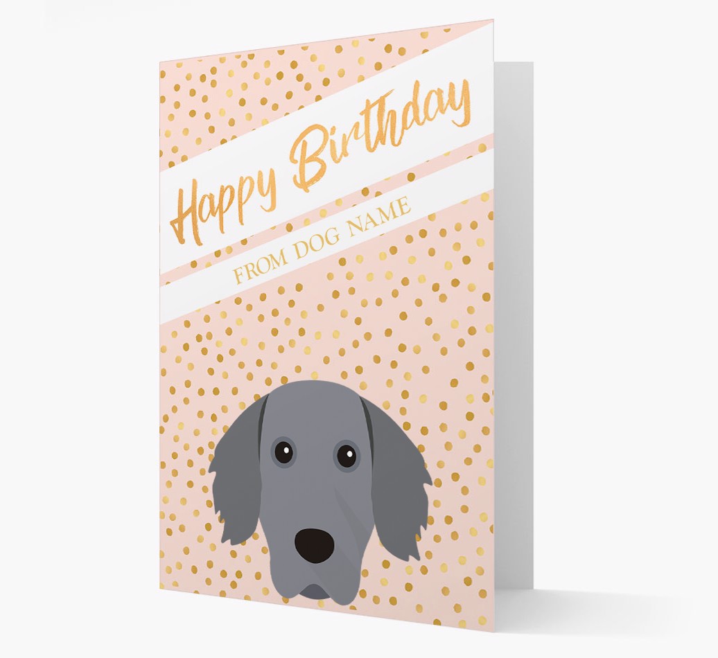 Personalized Happy Birthday Gold Detail Card with {breedFullName} Yappicon Front