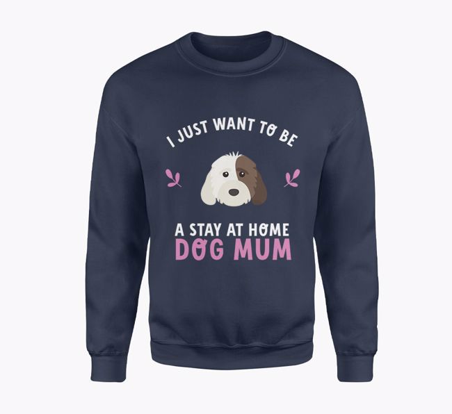 'Stay At Home Mum' - Personalised Dog Jumper In Navy Blue