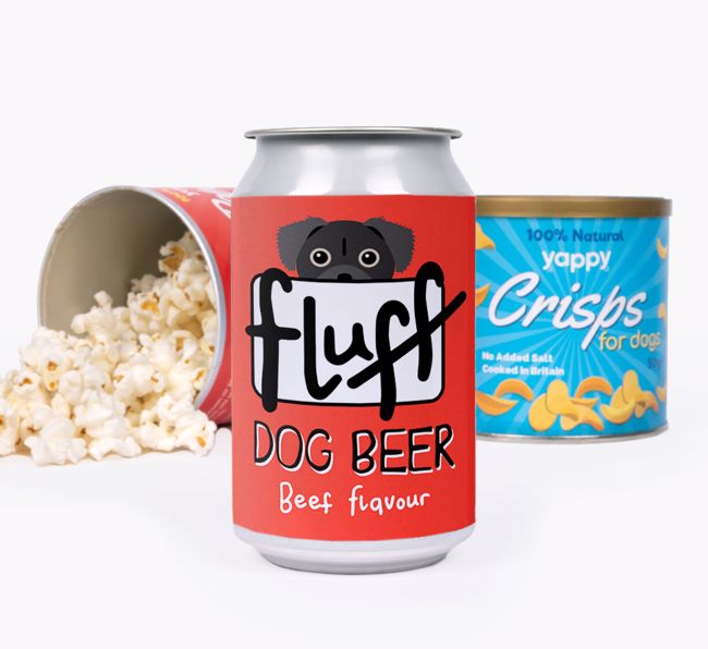 Fluff: Personalised {breedFullName} Beer with Popcorn & Crisps