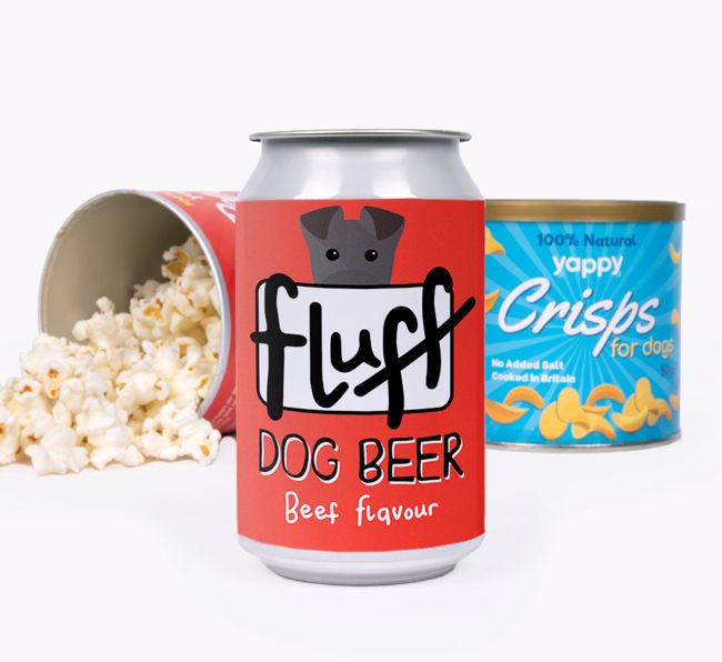 Fluff: Personalised {breedFullName} Beer with Popcorn & Crisps