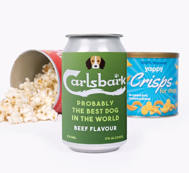 Carlsbark: Personalised {breedFullName} Beer with Popcorn & Crisps