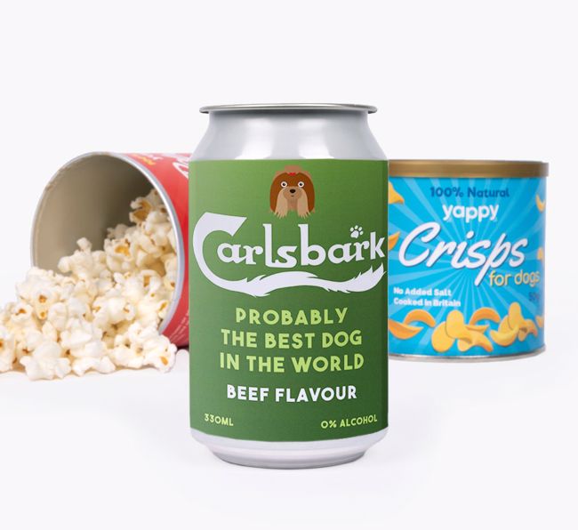 Carlsbark: Personalised {breedFullName} Beer with Popcorn & Crisps