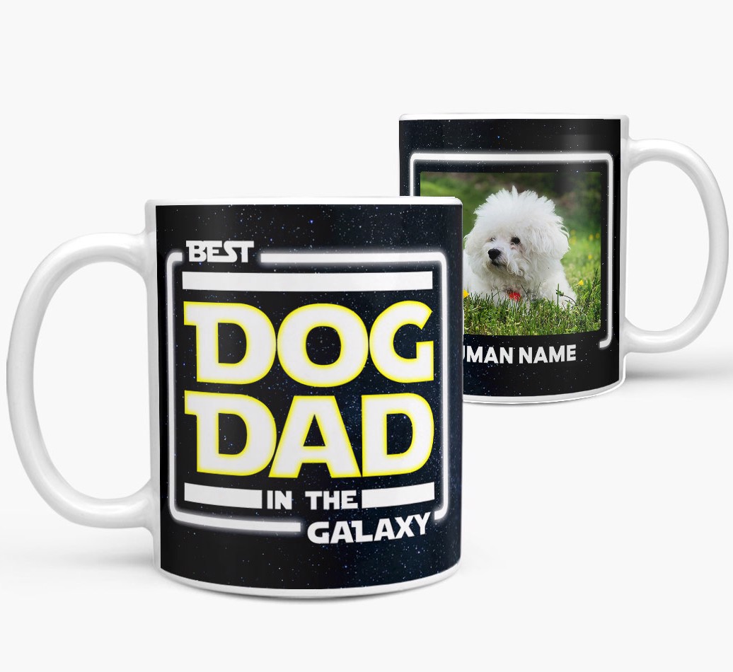 'Best Dog Dad in the Galaxy' - Personalised Photo Upload {breedFullName} Mug Side View