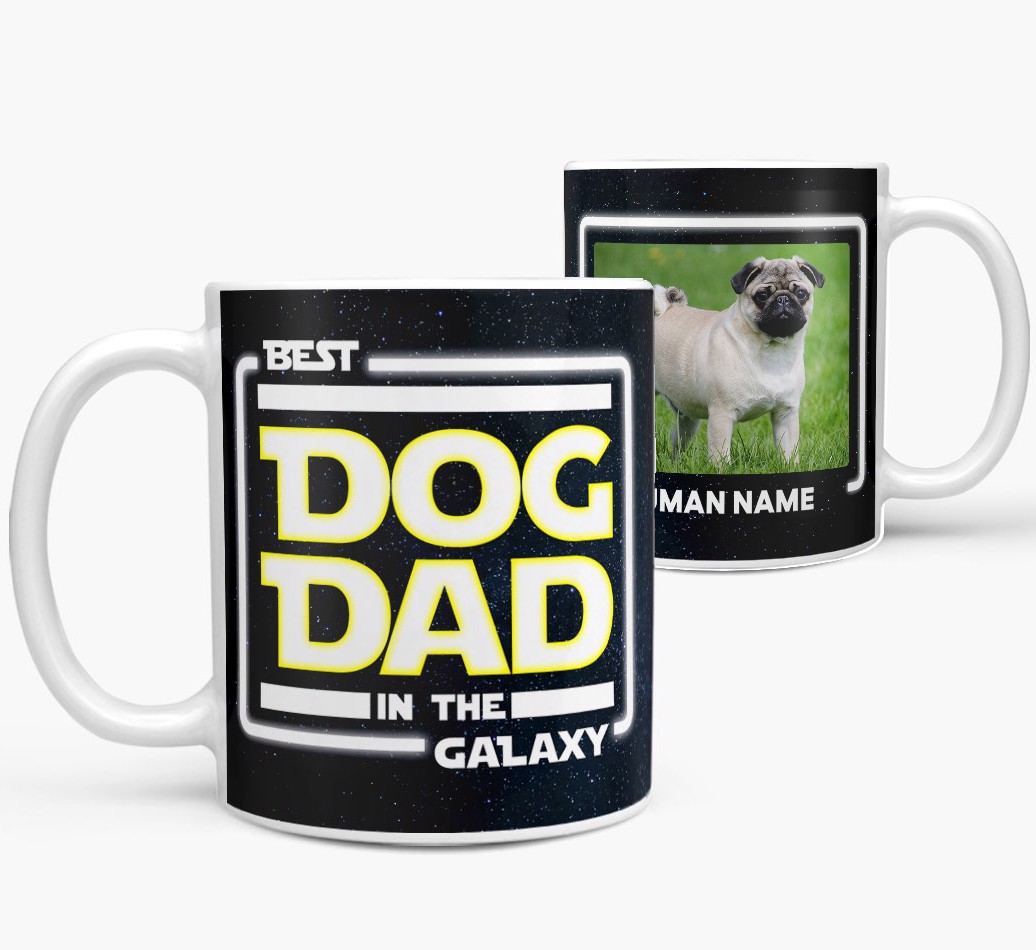 'Best Dog Dad in the Galaxy' - Personalised Photo Upload {breedFullName} Mug Side View