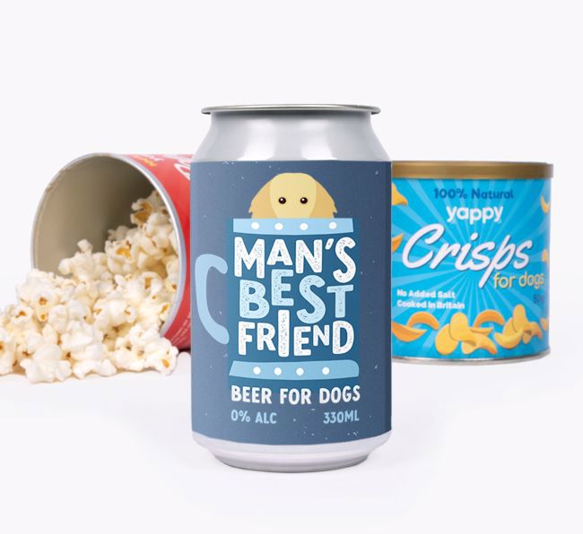 Personalised {breedFullName} Beer with Popcorn & Crisps