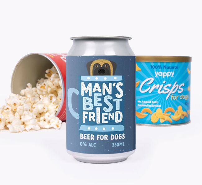Personalised {breedFullName} Beer with Popcorn & Crisps