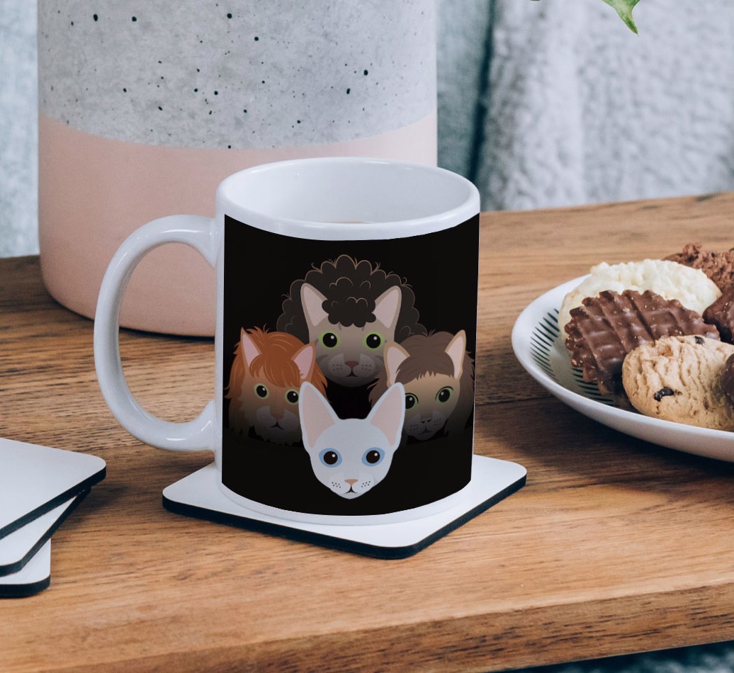 Bohemian Catsody: Personalized {breedCommonName} Mug - on a coffee table