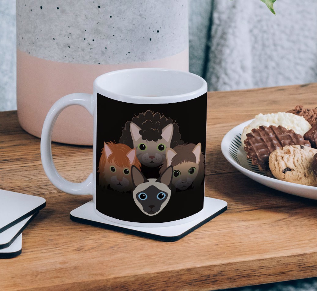 Bohemian Catsody: Personalized {breedCommonName} Mug - on a coffee table