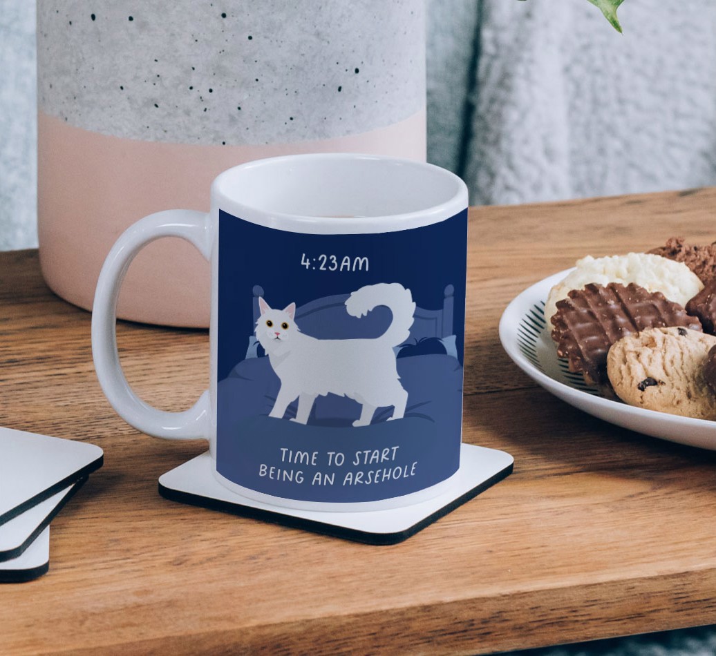 Time to Start: Personalised {breedCommonName} Mug - on a coffee table