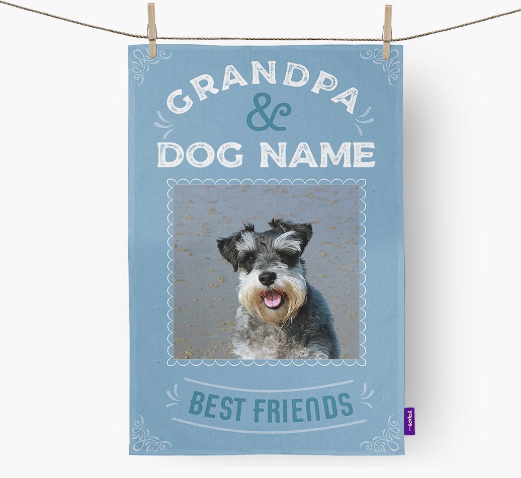 Grandpa's Best Friend: Personalized {breedFullName} Dish Towel - hung straight