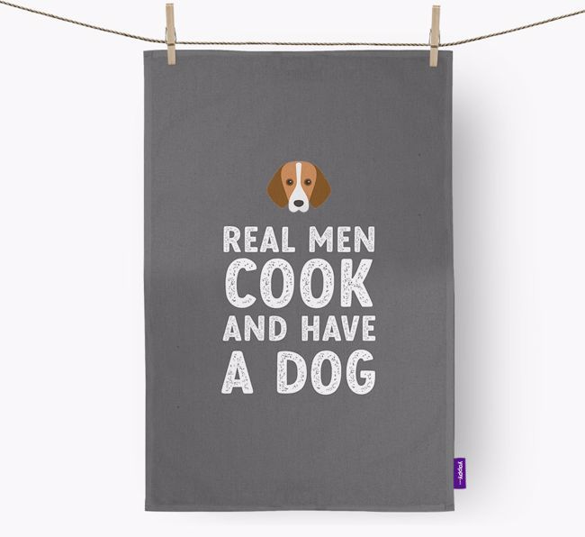 Real Men Cook And Have A Dog: Personalised {breedFullName} Tea Towel