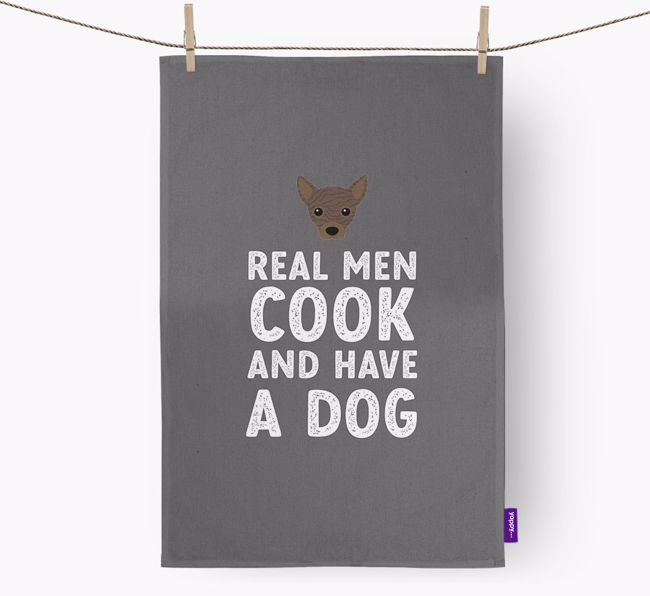 Real Men Cook And Have A Dog: Personalised {breedFullName} Tea Towel