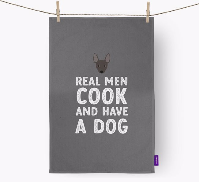 Real Men Cook And Have A Dog: Personalized {breedFullName} Dish Towel