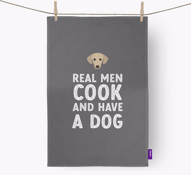 Real Men Cook And Have A Dog: Personalised {breedFullName} Tea Towel
