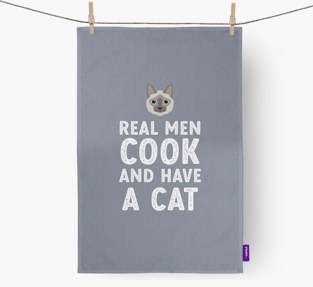 Real Men Cook And Have A Cat: Personalized {breedFullName} Dish Towel