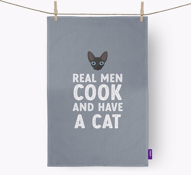 Real Men Cook And Have A Cat: Personalized {breedCommonName} Dish Towel