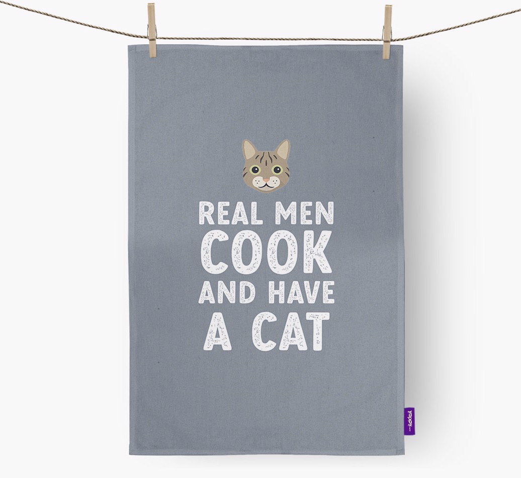 Real Men Cook And Have A Cat: Personalized {breedFullName} Dish Towel