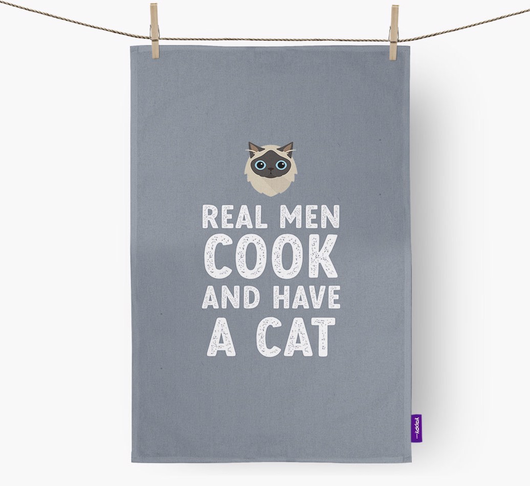 Real Men Cook And Have A Cat: Personalized {breedFullName} Dish Towel