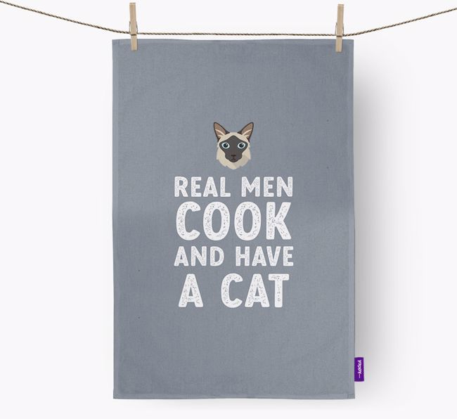 Real Men Cook And Have A Cat: Personalized {breedCommonName} Dish Towel