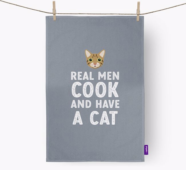 Real Men Cook And Have A Cat: Personalized {breedCommonName} Dish Towel