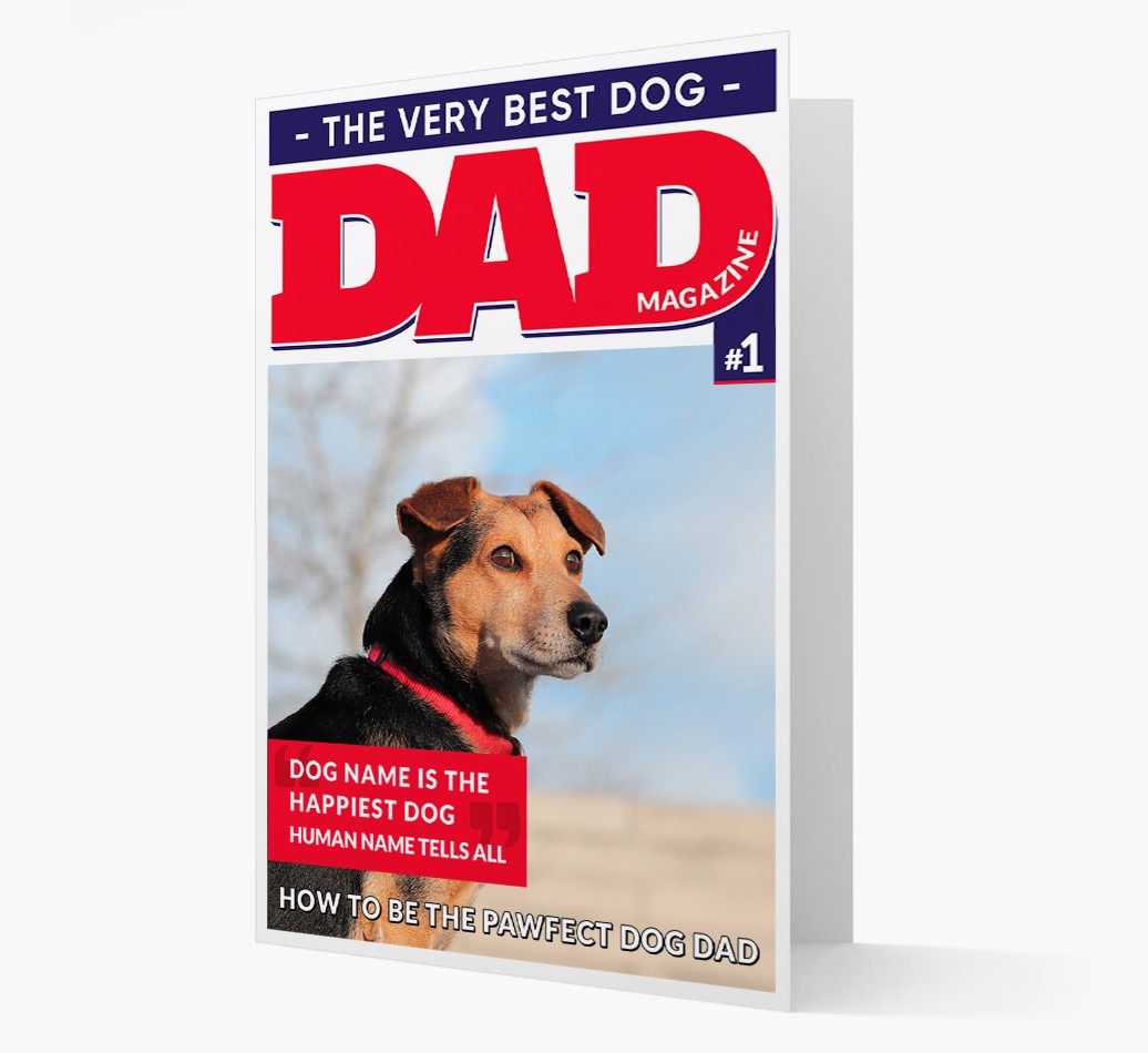 Very Best Dog Dad Magazine - Personalized {breedFullName} Card - View of front