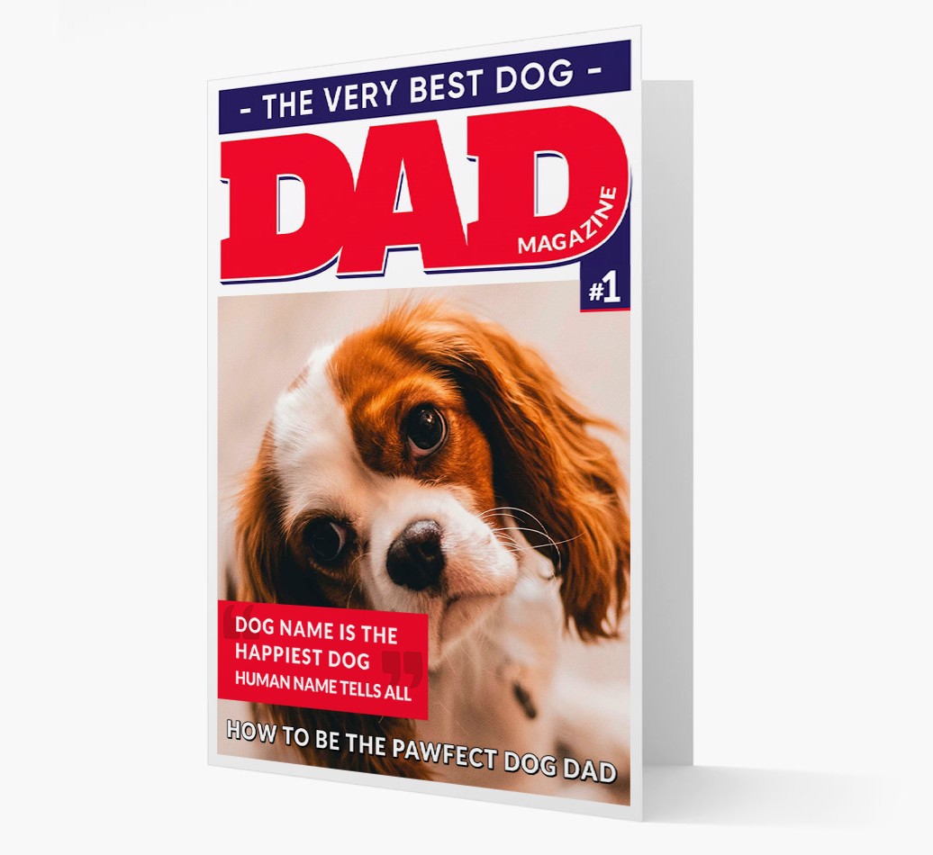 Very Best Dog Dad Magazine - Personalised {breedFullName} Card - View of front