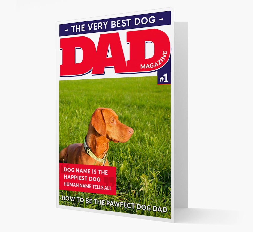 Very Best Dog Dad Magazine - Personalised {breedFullName} Card - View of front