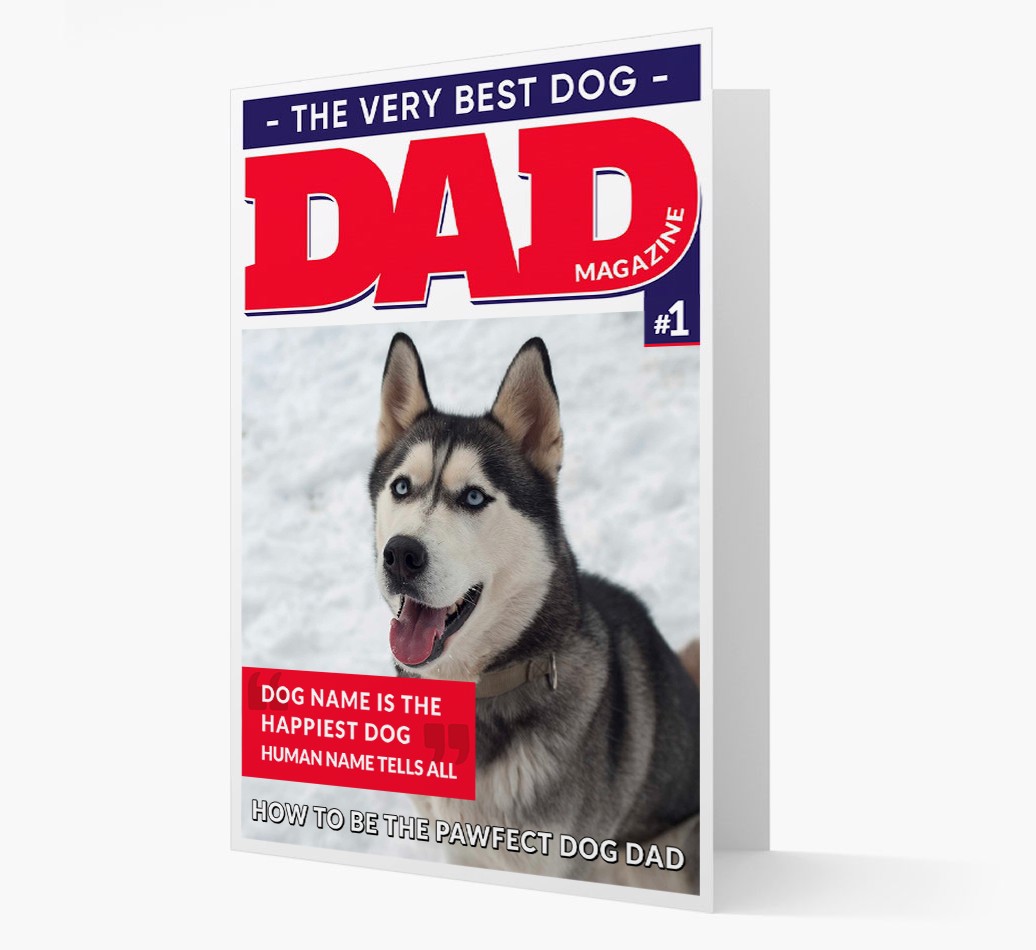 Very Best Dog Dad Magazine - Personalized {breedFullName} Card - View of front